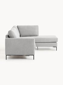 Schlafsofa Luna (3-Sitzer) mit Matratze, Bezug: 100 % Polyester Der strap, Gestell: Massives Buchenholz, Schi, Füße: Metall, galvanisiert Dies, Webstoff Grau, B 270 x T 184 cm, Eckteil rechts