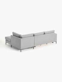 Schlafsofa Luna (3-Sitzer) mit Matratze, Bezug: 100 % Polyester Der strap, Gestell: Massives Buchenholz, Schi, Füße: Metall, galvanisiert Dies, Webstoff Grau, B 270 x T 184 cm, Eckteil rechts