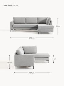 Schlafsofa Luna (3-Sitzer) mit Matratze, Bezug: 100 % Polyester Der strap, Gestell: Massives Buchenholz, Schi, Füße: Metall, galvanisiert Dies, Webstoff Grau, B 270 x T 184 cm, Eckteil rechts