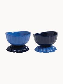 Set de cuencos de dolomita Clam, 2 uds., Dolomita esmaltada, Tonos azules, Ø 11 x Al 8 cm