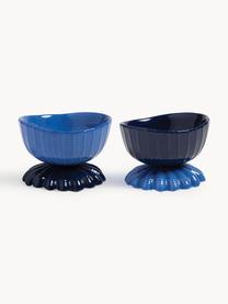 Set de cuencos de dolomita Clam, 2 uds., Dolomita esmaltada, Tonos azules, Ø 11 x Al 8 cm