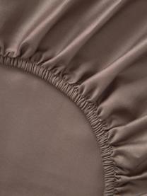 Drap-housse en satin de coton pour sommier tapissier Comfort, Brun foncé, larg. 90 x long. 200 cm, haut. 35 cm
