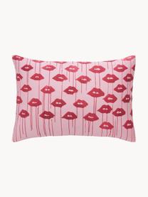 Fundas de almohada de satén de diseño Kacy, 2 uds., Rosa y rojo estampado, An 50 x L 70 cm