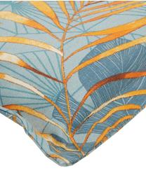 Hochlehner-Stuhlauflage Dotan mit tropischem Print, Bezug: 50% Baumwolle, 45% Polyes, Hellblau, Blau, Orange, 50 x 123 cm