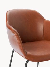 Chaise rembourrée en cuir synthétique Fiji, Cuir synthétique nougat, larg. 58 x prof. 56 cm