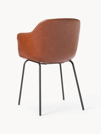 Židle s područkami z imitace kůže s úzkým skořepinovým sedákem Fiji, Nugátová, Š 58 cm, H 56 cm