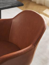Krzesło z podłokietnikami ze sztucznej skóry Fiji, Tapicerka: sztuczna skóra (poliureta, Nogi: metal malowany proszkowo, Nugatowa skóra ekologiczna, S 58 x G 56 cm