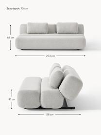 Teddy-Schlafsofa Caterpillar (3-Sitzer), Bezug: Teddy (100 % Polyester) D, Teddy Hellgrau, B 203 x T 128 cm