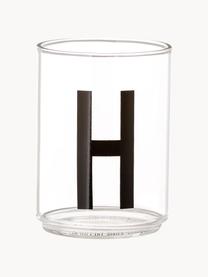 Bicchiere di design in vetro con lettera Personal (varianti dalla A alla Z), Vetro borosilicato, Trasparente, nero, Bicchiere per l'acqua A, 300 ml