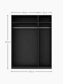 Modularer Drehtürenschrank Simone, 150 cm Breite, mehrere Varianten, Korpus: Spanplatte, melaminbeschi, Walnussholz-Optik, Schwarz, Basic Interior, B 150 x H 200 cm