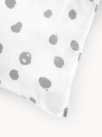 Taie d'oreiller en coton à petits pois Jana, Blanc, gris, larg. 50 x long. 70 cm