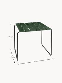 Mesa artesanal para exterior Ocean, Estructura: acero reciclado recubiert, Tablero: restos marinos reciclados, Verde oscuro, negro, An 79 x Al 74 cm