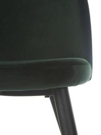 Moderne fluwelen stoelen Amy, 2 stuks, Bekleding: fluweel (polyester), Poten: gepoedercoat metaal, Fluweel donkergroen, B 51 x D 55 cm