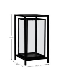 Lanterne avec structure en métal Portia, Transparent, noir, larg. 23 x long. 41 cm
