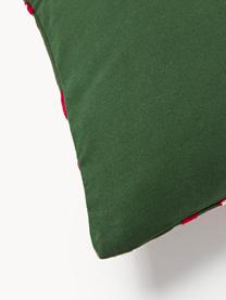 Housse de coussin avec slogan brodé Whatever, Rouge, vert foncé, larg. 30 x long. 50 cm