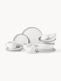 Ručne vyrobená raňajková súprava z porcelánu Salt, 4 osoby (16 dielov), Porcelán, Biela, 4 osoby (16 dielov)