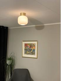 Stropná lampa zo skla Vanja, Opálová biela, mosadzné odtiene, Ø 20 x V 24 cm