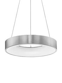 Dimbare LED hanglamp Rando in zilverkleur, Lampenkap: gecoat aluminium, Diffuser: acryl, Baldakijn: gecoat aluminium, Zilverkleurig, Ø 60 x H 6 cm