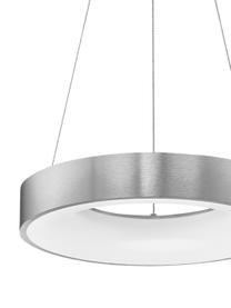 Dimbare LED hanglamp Rando in zilverkleur, Lampenkap: gecoat aluminium, Diffuser: acryl, Baldakijn: gecoat aluminium, Zilverkleurig, Ø 60 x H 6 cm