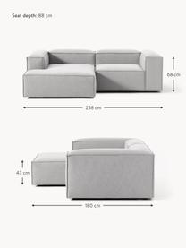 Modulares Ecksofa Lennon, Bezug: 100 % Polyester Der strap, Gestell: Massives Kiefernholz, Spe, Füße: Kunststoff Dieses Produkt, Webstoff Grau, B 238 x T 180 cm, Eckteil links