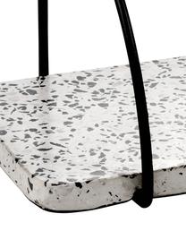 Terrazzo wandplank Porter, Plank: terrazzo, Houder: gelakt metaal, Wit, grijstinten, zwart, 40 x 18 cm