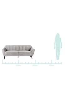 Samt-Sofa Weaver (3-Sitzer) in Grau mit Holz-Füssen, Bezug: 100% Polyestersamt, Rahmen: Schichtholz, Beine: Gummibaumholz, Grau, B 196 x T 85 cm