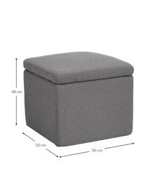 Pouf avec rangement tissu bouclé gris foncé Winou, Tissu bouclé gris foncé, larg. 50 x haut. 48 cm