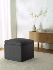 Pouf contenitore in bouclé grigio scuro Winou, Rivestimento: 100% poliestere Il rivest, Tessuto bouclé grigio scuro, Larg. 50 x Alt. 48 cm