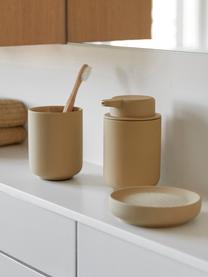 Dispenser sapone in gres Ume, Terracotta rivestita con superficie Soft Touch (plastica), Color sabbia, Ø 8 x Alt. 13 cm