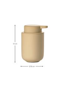 Dispenser sapone in gres Ume, Terracotta rivestita con superficie Soft Touch (plastica), Color sabbia, Ø 8 x Alt. 13 cm