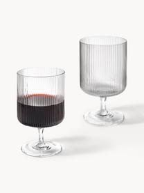 Bicchieri da vino in vetro soffiato con scanalatura in rilievo Ripple 2 pz, Vetro soffiato, Trasparente lucido, Ø 8 x Alt. 13 cm, 270 ml