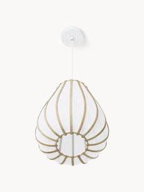 Lampada da soffitto in bambù Salma, Paralume: tessuto, legno di bambù, , Baldacchino: metallo, Bianco, legno chiaro, Ø 35 x Alt. 35 cm