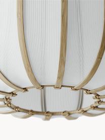 Lámpara de techo de bambú Salma, Pantalla: tejido, madera de bambú, , Anclaje: metal, Cable: cubierto en tela, Blanco, madera clara, Ø 35 x Al 35 cm