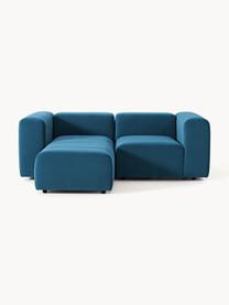 Modulares Samt-Sofa Lena (3-Sitzer) mit Hocker, Bezug: Samt (100 % Polyester) De, Gestell: Buchenholz, Spanplatte, H, Samt Petrol, B 211 x T 181 cm