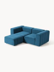 Modulares Samt-Sofa Lena (3-Sitzer) mit Hocker, Bezug: Samt (100 % Polyester) De, Gestell: Buchenholz, Spanplatte, H, Füße: Kunststoff, Samt Petrol, B 211 x T 181 cm