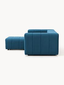 Modulares Samt-Sofa Lena (3-Sitzer) mit Hocker, Bezug: Samt (100 % Polyester) De, Gestell: Buchenholz, Spanplatte, H, Samt Petrol, B 211 x T 181 cm