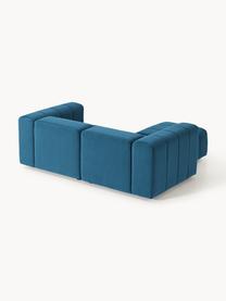 Modulares Samt-Sofa Lena (3-Sitzer) mit Hocker, Bezug: Samt (100 % Polyester) De, Gestell: Buchenholz, Spanplatte, H, Samt Petrol, B 211 x T 181 cm