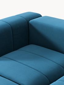 Canapé modulable 3 places en velours avec pouf Lena, Velours bleu pétrole, larg. 211 x prof. 181 cm