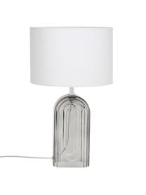 Lampada grande da tavolo con base in vetro Bela, Paralume: cotone, Base della lampada: vetro, Bianco, grigio, Ø 30 x Alt. 50 cm