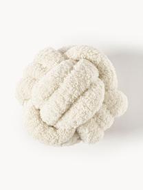 Coussin noué en peluche Dotty, Blanc crème, Ø 25 cm