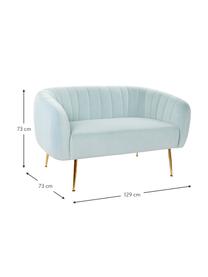 Sofa z aksamitu Ara (2-osobowa), Tapicerka: 100% aksamit poliestrowy, Nogi: metal powlekany, Niebieski, S 129 x G 73 cm