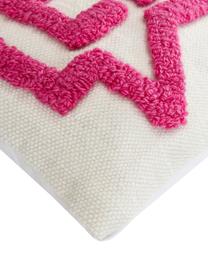 Designový povlak na polštář s vyšívanými detaily Ciao, Krémově bílá, růžová, Š 30 cm, D 50 cm