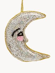 Baumanhänger Glitter Moon, 2 Stück, Kunstfaser, Silberfarben, Goldfarben, B 4 x H 7 cm