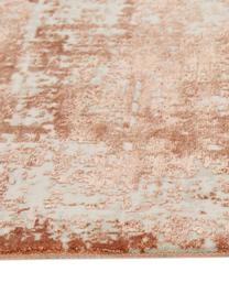 Vintage loper Cordoba met franjes, glinsterend, Bovenzijde: 70% acryl, 30% viscose, Onderzijde: katoen, Terracottakleurig, beige, 80 x 300 cm