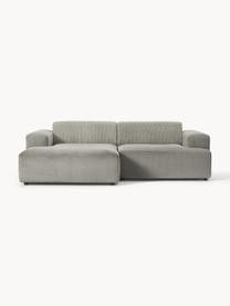 Cord-Ecksofa Melva (3-Sitzer), Bezug: Cord (92% Polyester, 8% P, Gestell: Massives Kiefernholz, FSC, Füße: Kunststoff, Cord Grau, B 238 x T 143 cm, Eckteil links