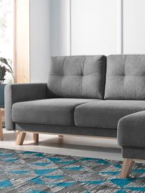 Divano letto angolare 4 posti con contenitore Balio, Rivestimento: 100% velluto di poliester, Grigio scuro, Larg. 234 x Alt. 164 cm