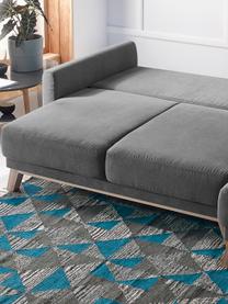 Divano letto angolare 4 posti con contenitore Balio, Rivestimento: 100% velluto di poliester, Grigio scuro, Larg. 234 x Alt. 164 cm