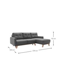 Divano letto angolare 4 posti con contenitore Balio, Rivestimento: 100% velluto di poliester, Grigio scuro, Larg. 234 x Alt. 164 cm