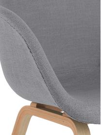 Polsterstuhl Claire mit Armlehne, Sitzschale: Kunststoff, Bezug: Polyester 20.000 Scheuert, Beine: Buchenholz, Webstoff Grau, B 54 x T 60 cm
