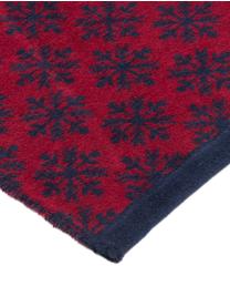 Plaid in pile con cervi Montana Snow, 85% cotone, 8% viscosa, 7% poliacrilico, Rosso, blu, Larg. 150 x Lung. 200 cm